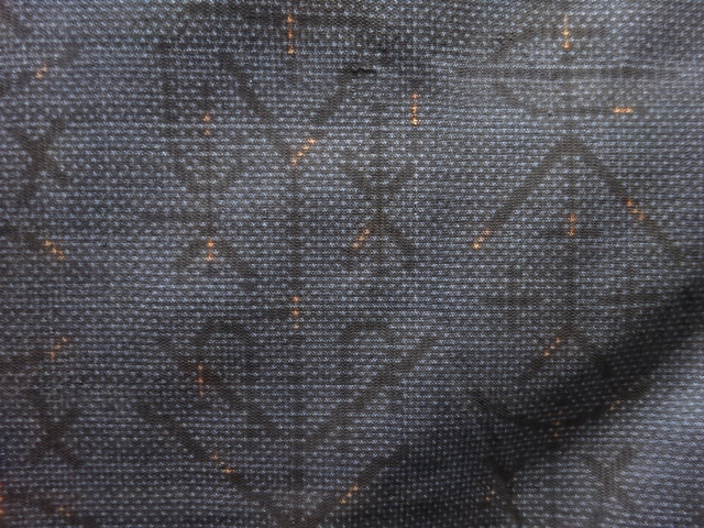 JAPANESE KIMONO / ANTIQUE KIMONO / SILK / DORO OSHIMA TSUMUGI / WOVEN ABSTRACT PATTERN